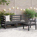 Muebles de jardín 3 piezas gris madera de pino maciza