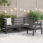 Muebles de jardín 3 piezas gris madera de pino maciza