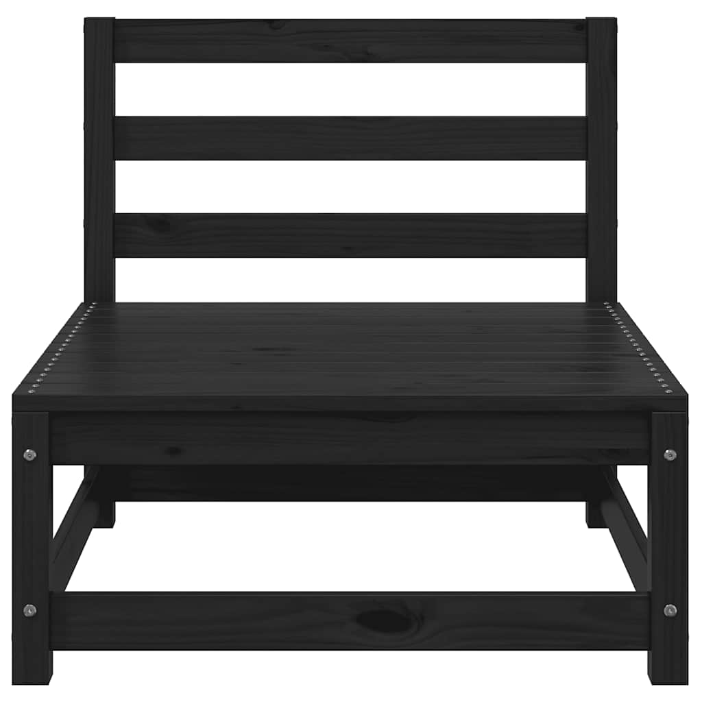 Juego de muebles de jardín 3 pzas y cojines negro madera pino