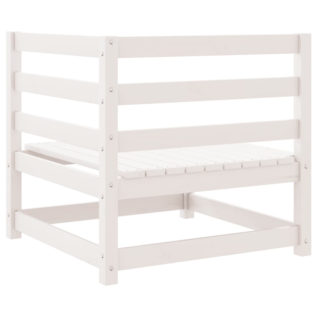 Sofá de jardín 2 plazas con cojines blanco madera maciza pino