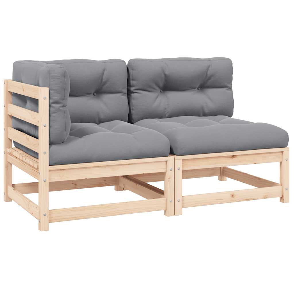 Set de muebles de jardín 2 pzas cojines madera pino marrón miel