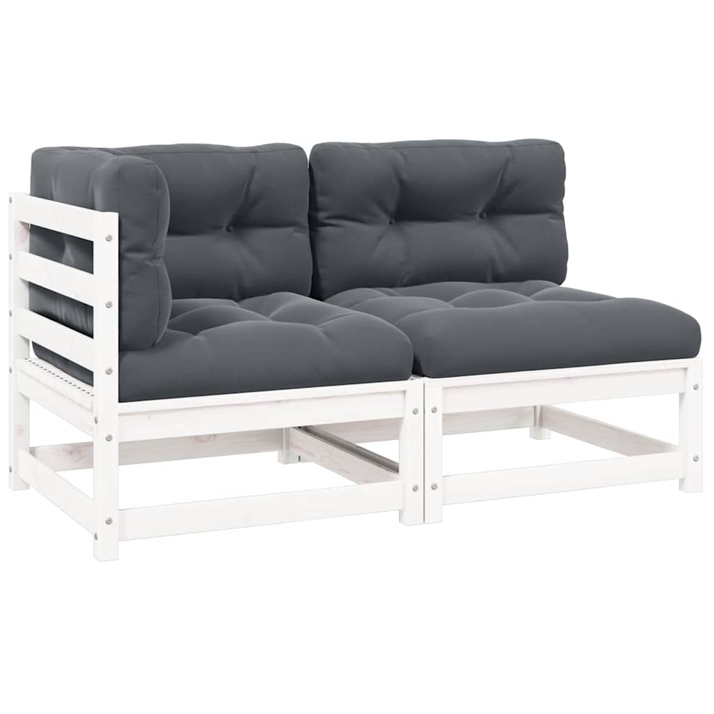 Set de muebles de jardín 2 pzas cojines madera pino marrón miel