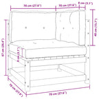 Set de muebles de jardín 2 pzas cojines madera pino marrón miel