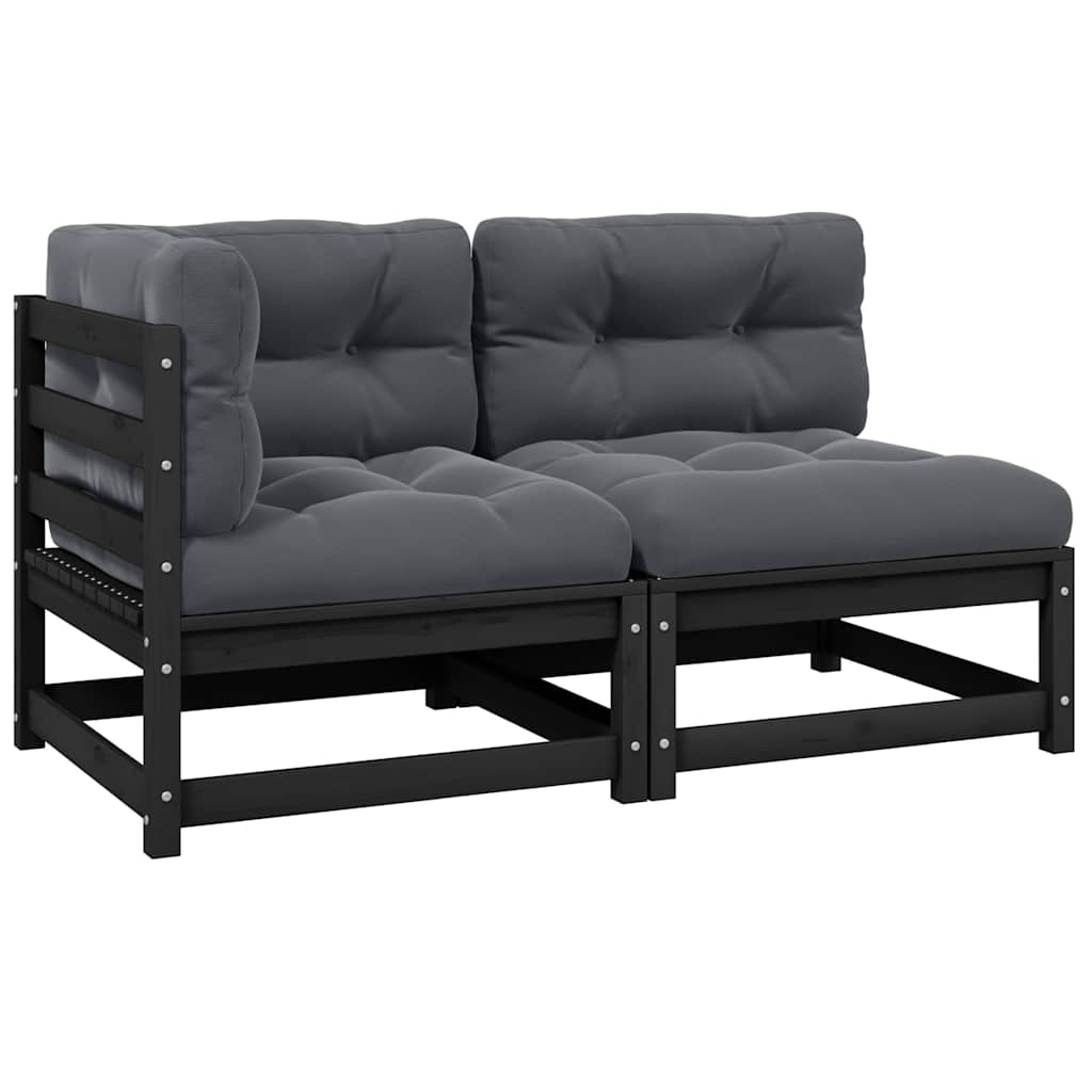 Set de muebles de jardín 2 pzas cojines madera pino marrón miel