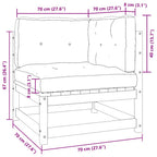 Set de muebles de jardín 2 piezas con cojines madera de pino