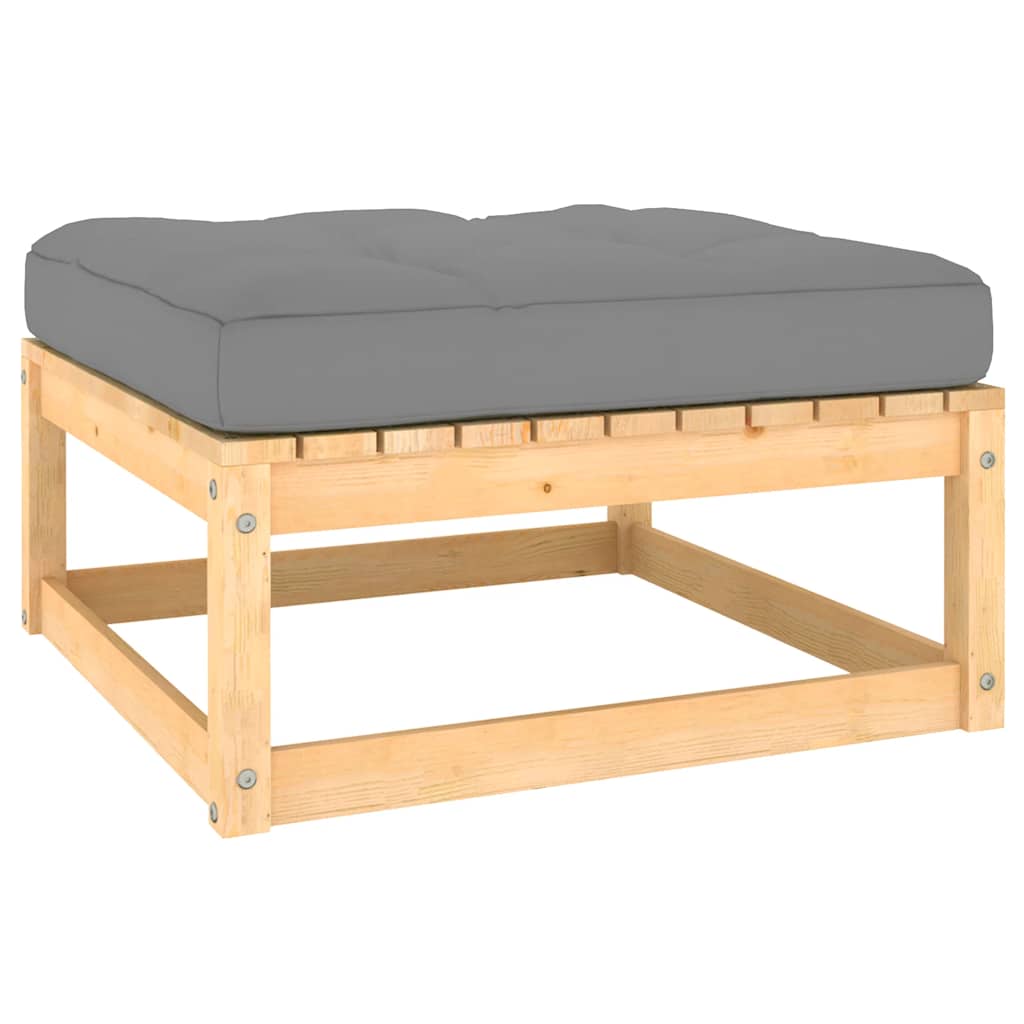 Juego de muebles de jardín 3 pzas y cojines madera pino maciza