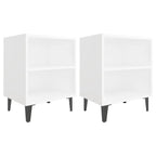 Mesitas de noche con patas de metal 2 uds blanco 40x30x50 cm