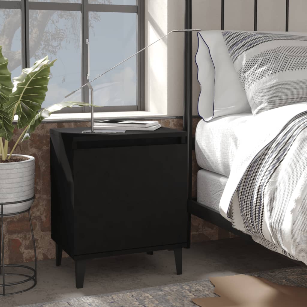 Mesitas de noche con patas de metal 2 uds blanco 40x30x50 cm