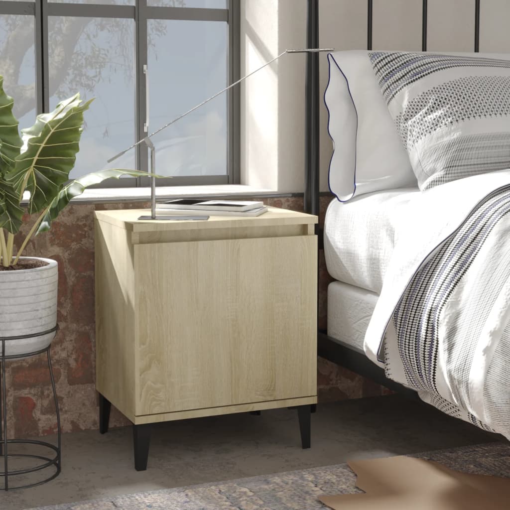 Mesitas de noche con patas de metal 2 uds blanco 40x30x50 cm