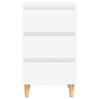 Mesita de noche con patas de madera maciza blanca 40x35x69 cm