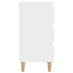 Mesita de noche con patas de madera maciza blanca 40x35x69 cm