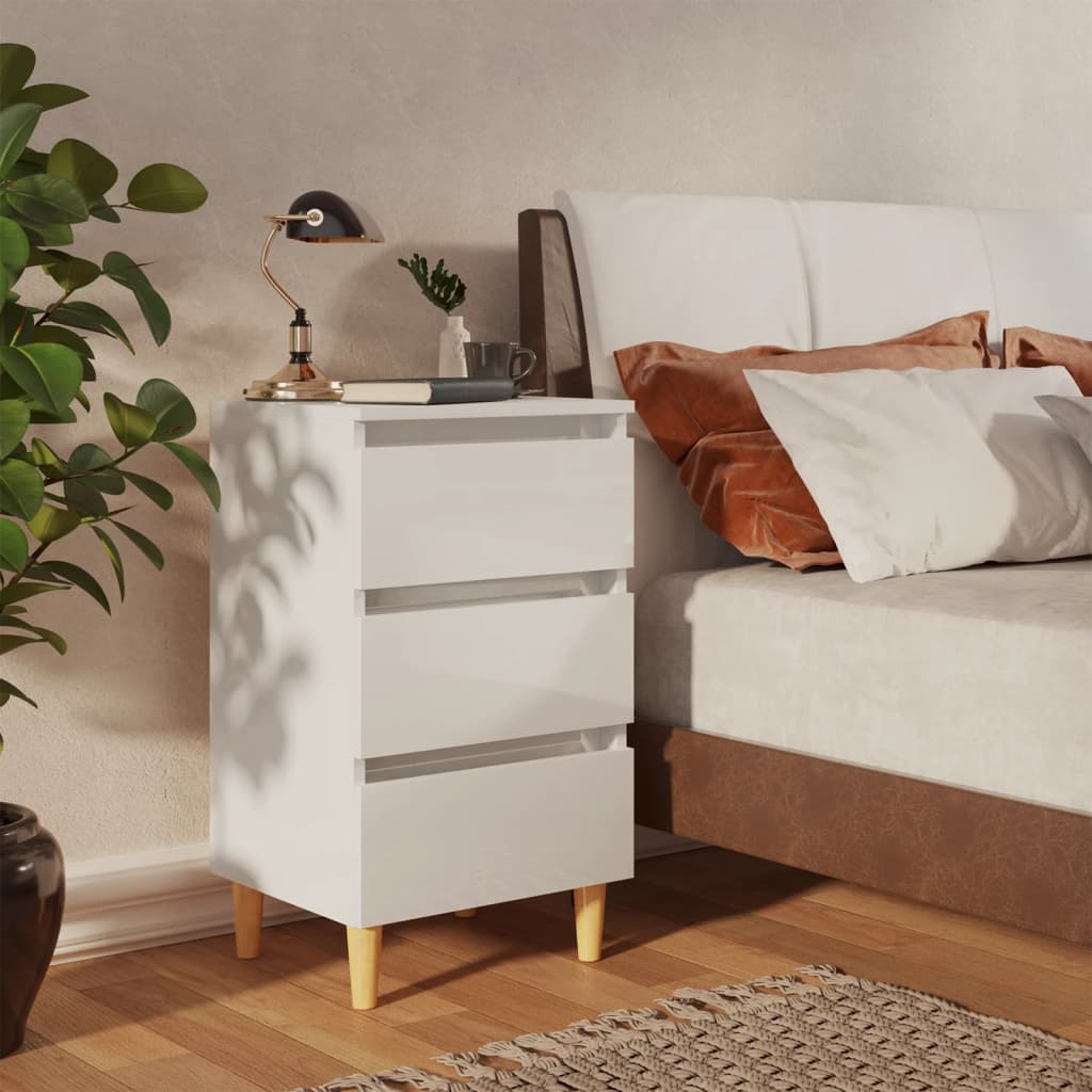 Mesita de noche patas madera maciza roble ahumado 40x35x69 cm