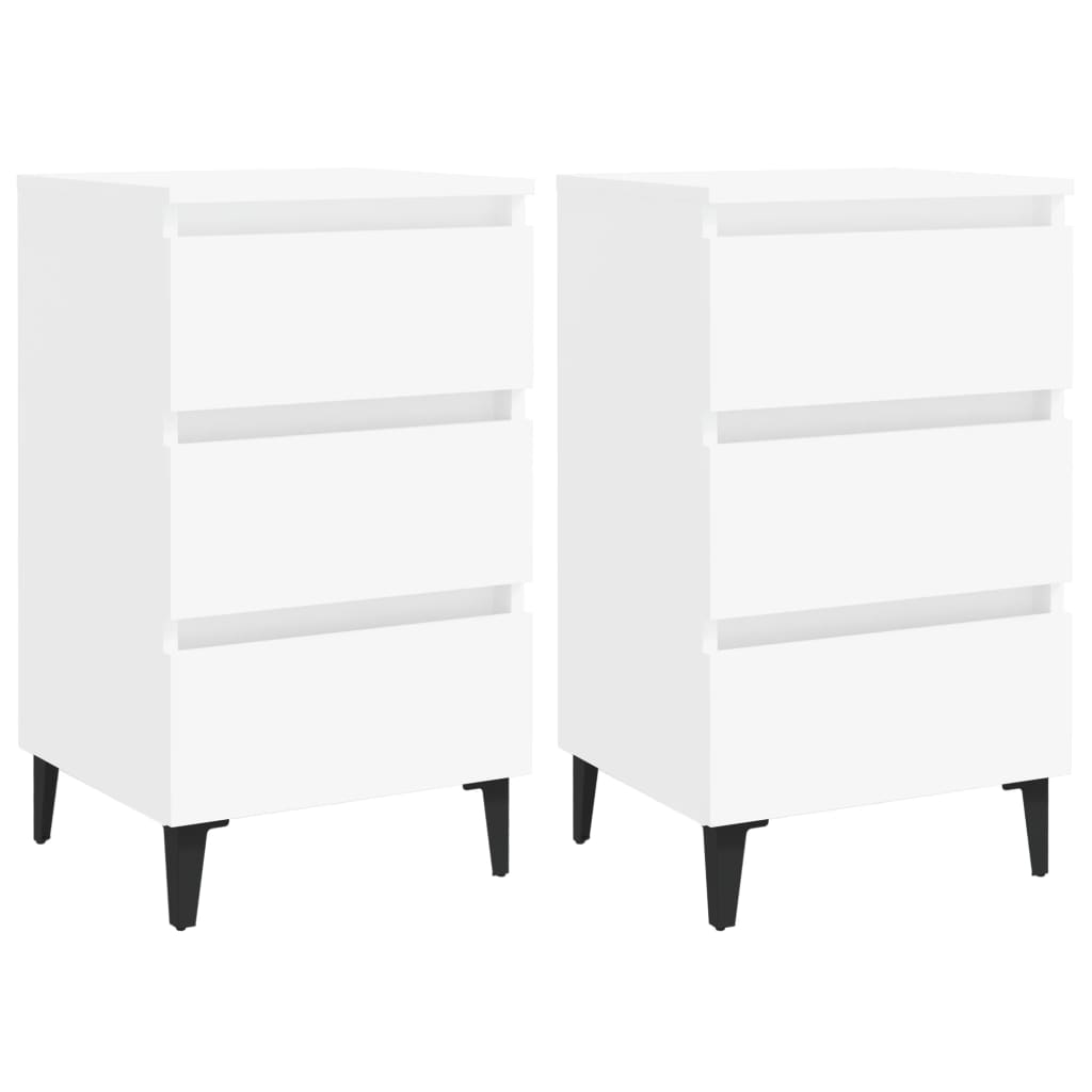 Mesa de cabeceira 2 pcs pernas de metal carvalho castanho 40x35x69 cm