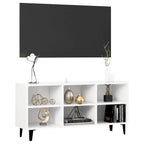 Mueble de TV con patas de metal blanco 103,5x30x50 cm
