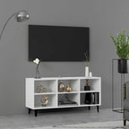 Mueble de TV con patas de metal blanco 103,5x30x50 cm