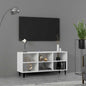 Mueble de TV con patas de metal blanco 103,5x30x50 cm