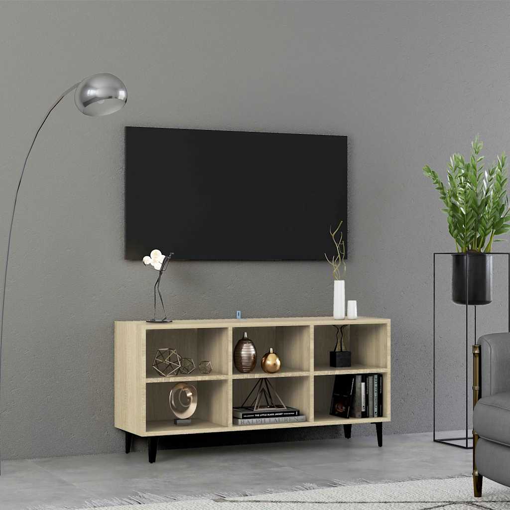 Mueble de TV con patas de metal blanco 103,5x30x50 cm