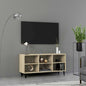 Mueble de TV con patas de metal blanco 103,5x30x50 cm