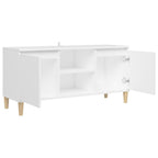 Mueble de TV con patas de madera maciza blanco 103,5x35x50 cm