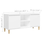 Mueble de TV con patas de madera maciza blanco 103,5x35x50 cm
