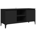 Mueble de TV con patas de metal negro 103,5x35x50 cm