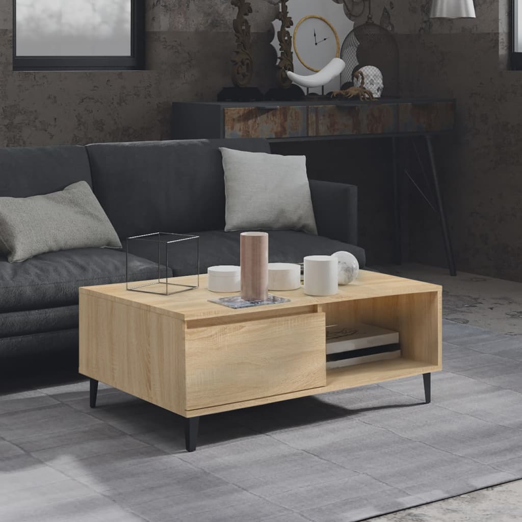 Mesa de centro de madera de ingeniería blanca 102x55x43 cm