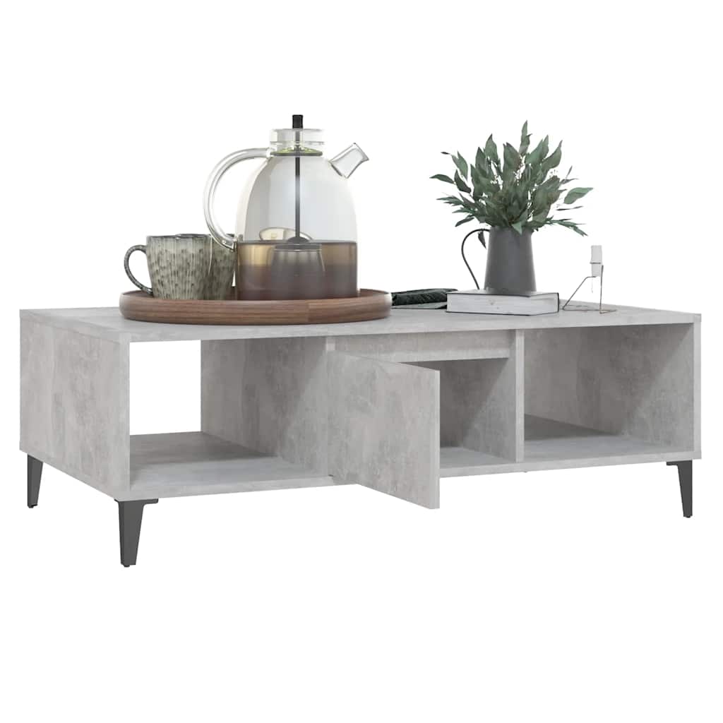 Mesa centro madera contrachapada gris hormigón 103,5x60x35 cm