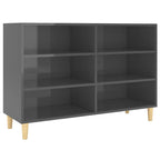 Aparador de madera contrachapada gris brillante 103,5x35x70 cm