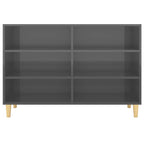 Aparador de madera contrachapada gris brillante 103,5x35x70 cm