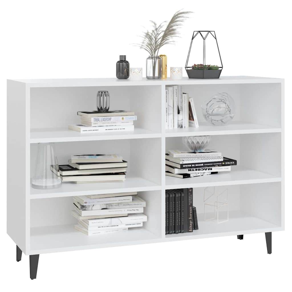 Aparador de madera contrachapada blanco 103,5x35x70 cm