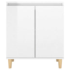 Aparador y patas madera contrachapada blanco brillo 60x35x70 cm
