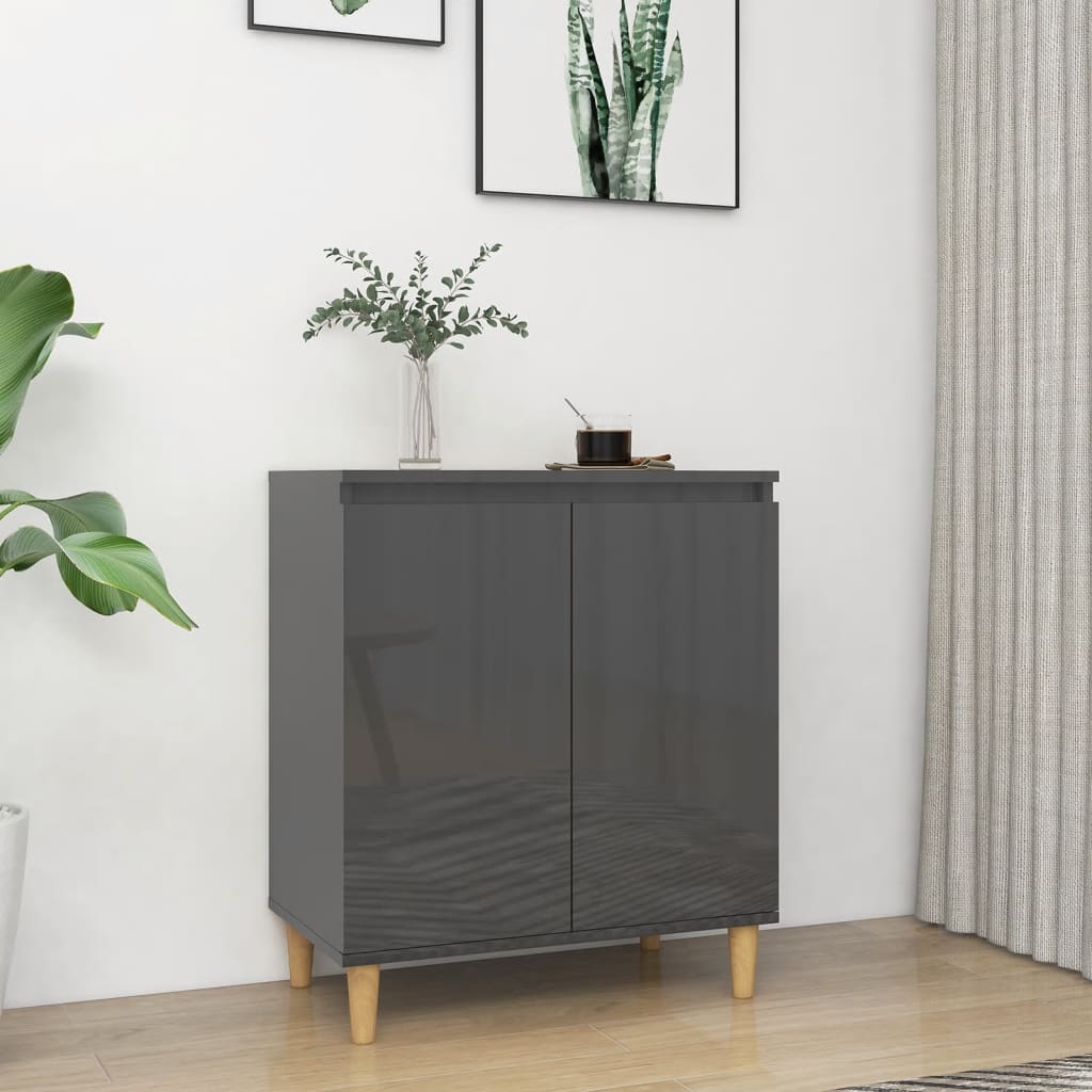 Aparador y patas madera contrachapada blanco brillo 60x35x70 cm