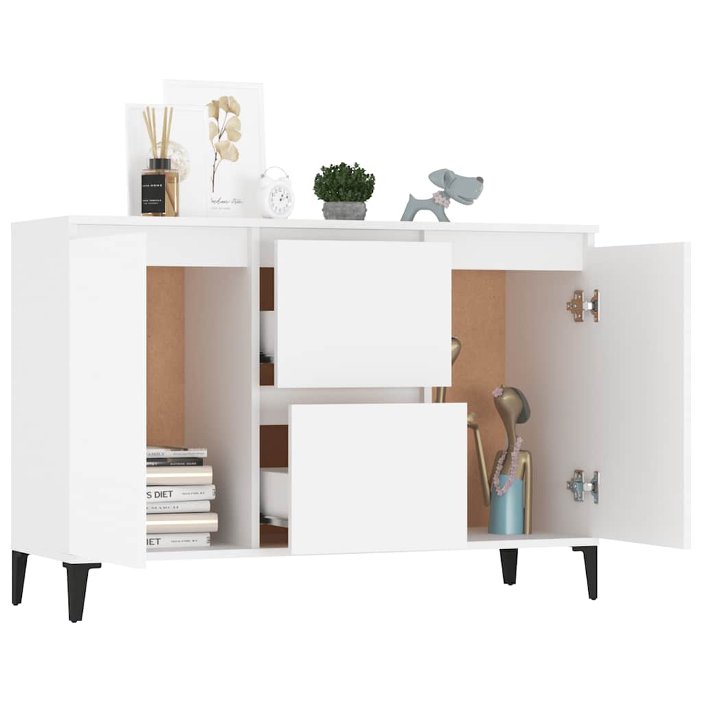 Aparador de madera contrachapada blanco 102x35x70 cm