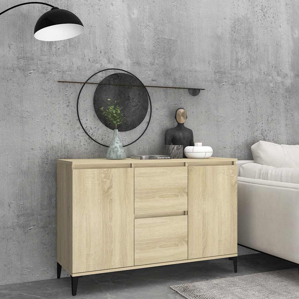 Aparador de madera contrachapada blanco 102x35x70 cm