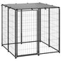 Black steel dog kennel 10x110x110 cm