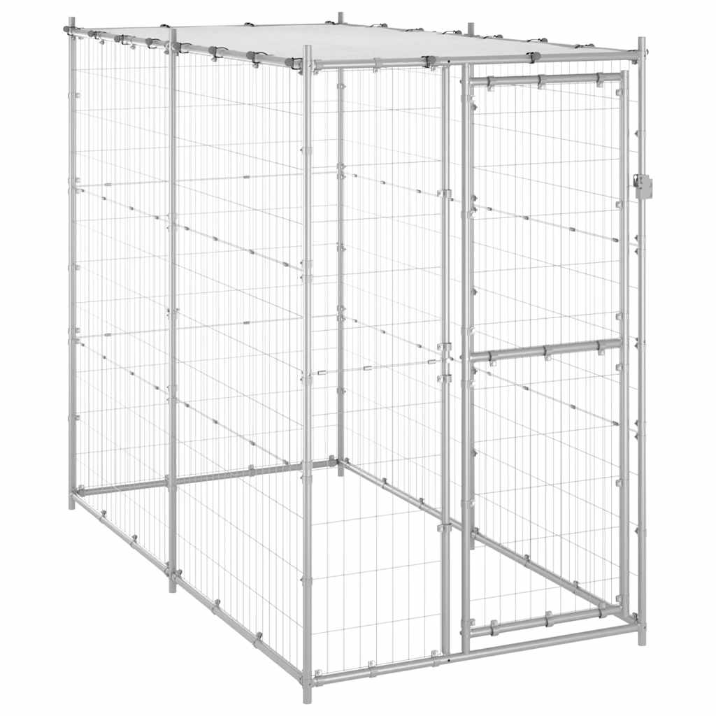Perrera de exterior acero galvanizado con techo 110x220x180 cm