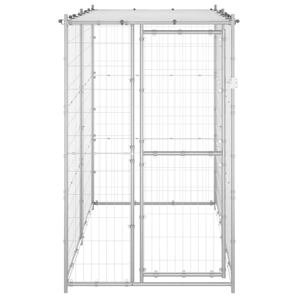 Perrera de exterior acero galvanizado con techo 110x220x180 cm