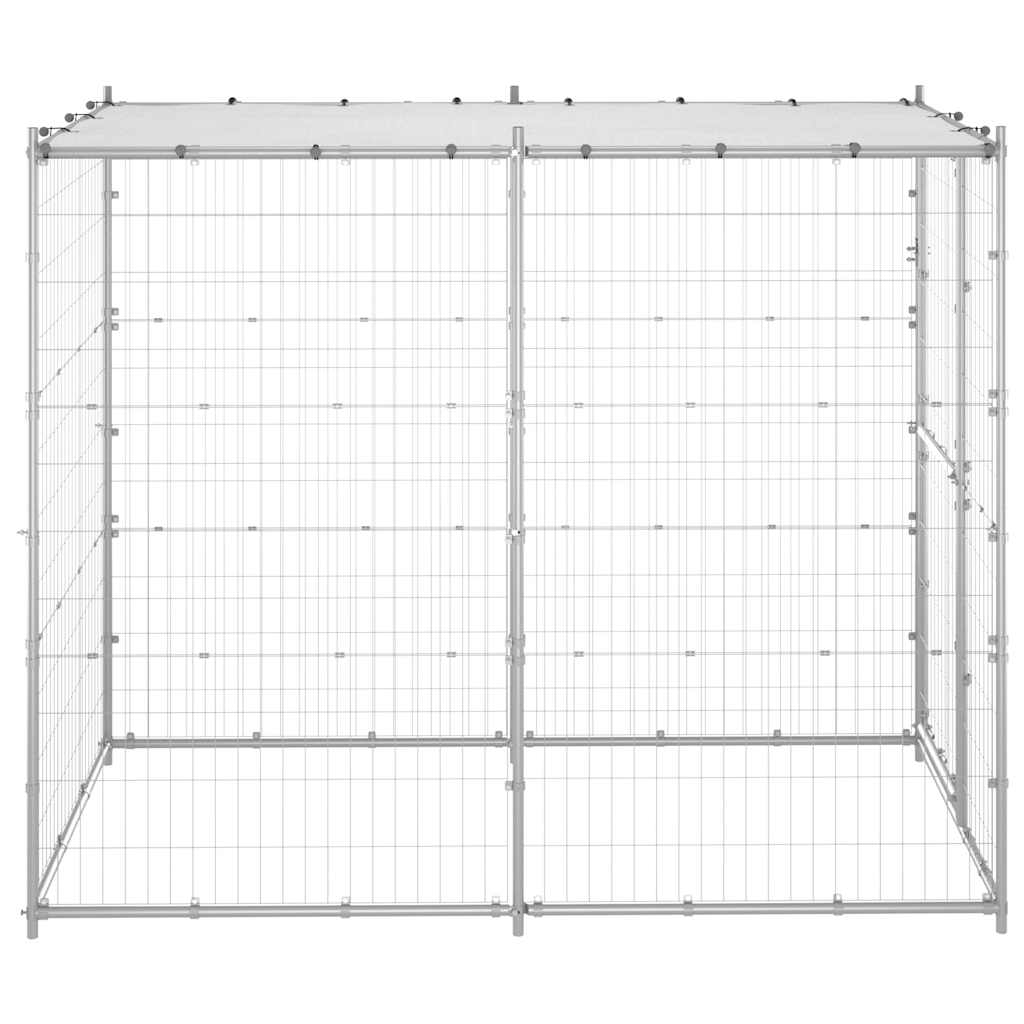 Perrera de exterior acero galvanizado con techo 110x220x180 cm