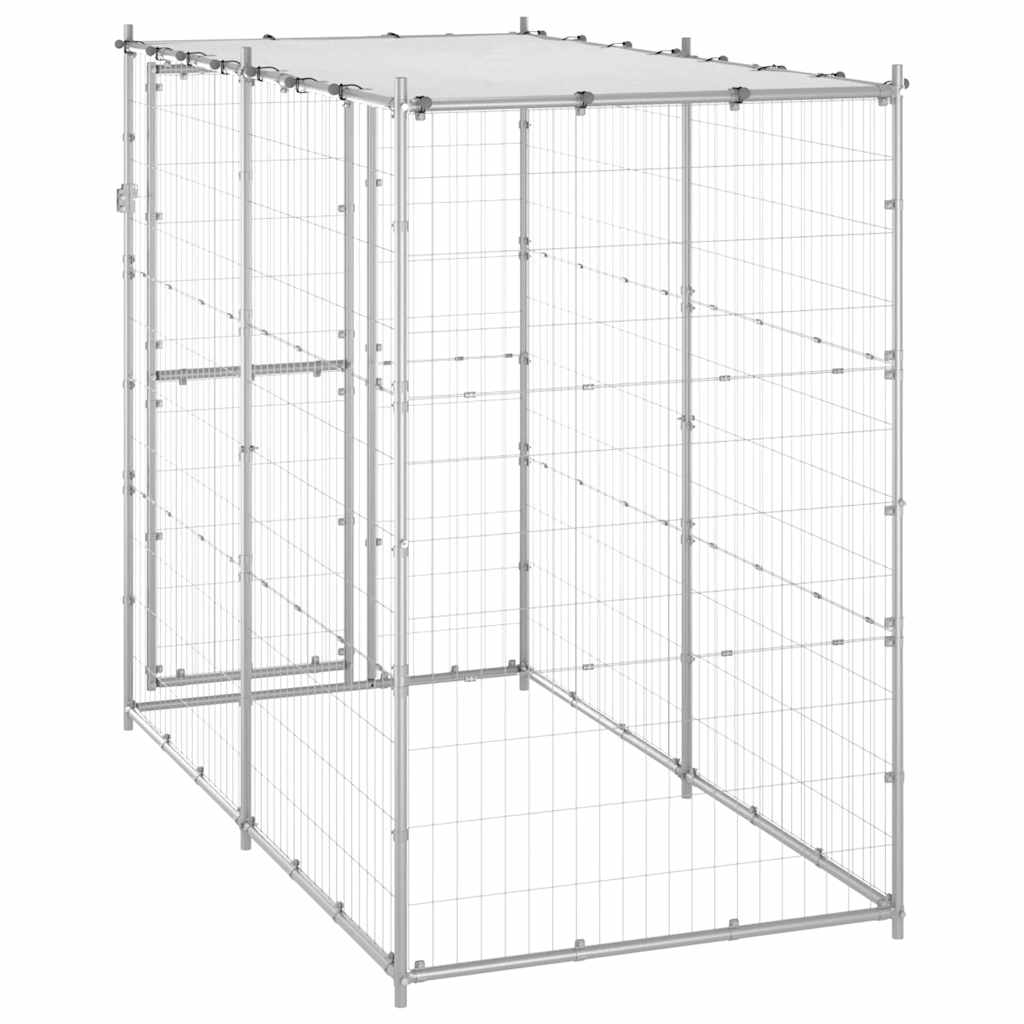 Perrera de exterior acero galvanizado con techo 110x220x180 cm