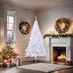 Medio árbol de Navidad artificial con soporte PVC blanco 180 cm