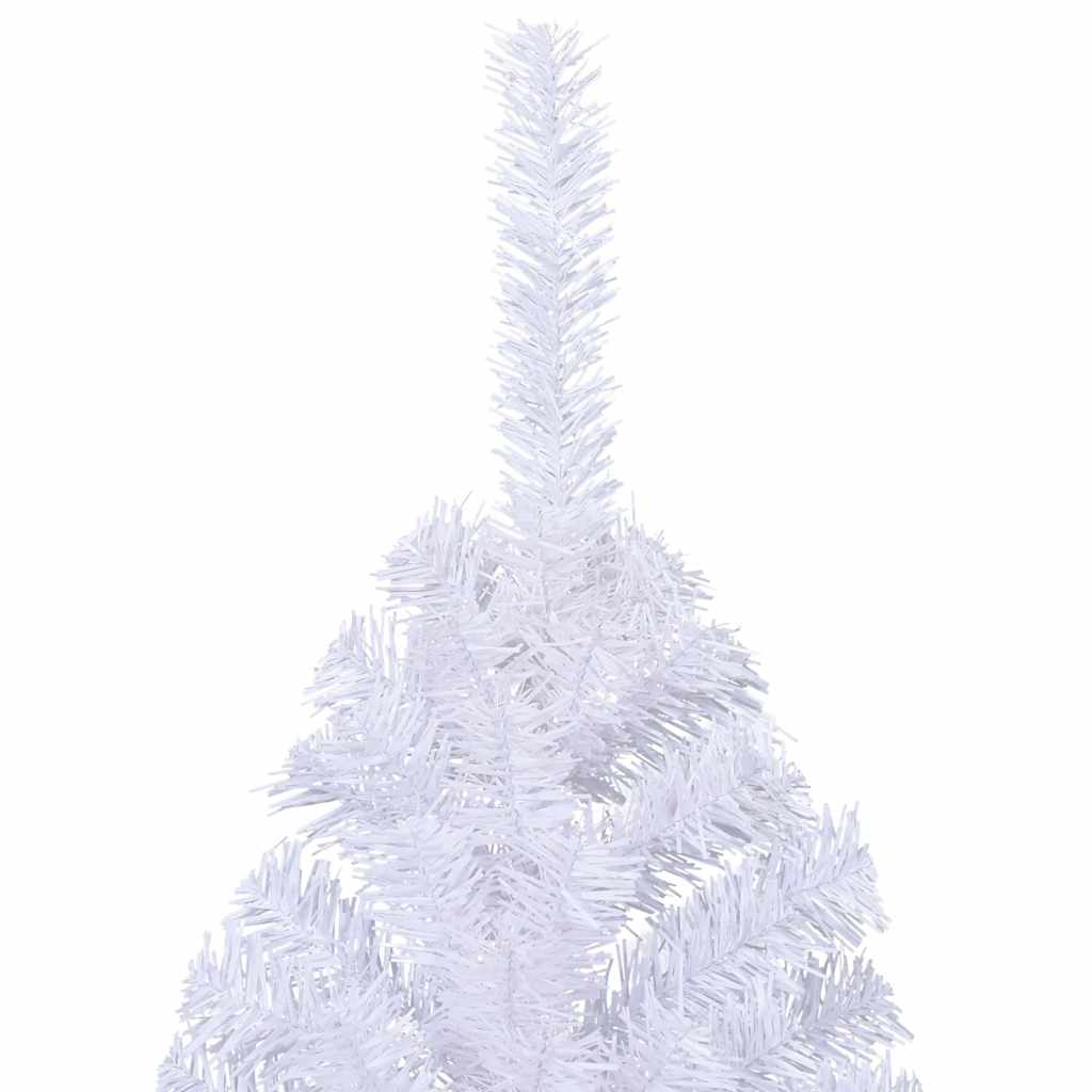 Medio árbol de Navidad artificial con soporte PVC blanco 180 cm