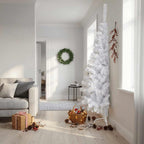 Medio árbol de Navidad artificial con soporte PVC blanco 180 cm
