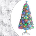 Árbol de Navidad artificial con luces fibra óptica blanco 120cm