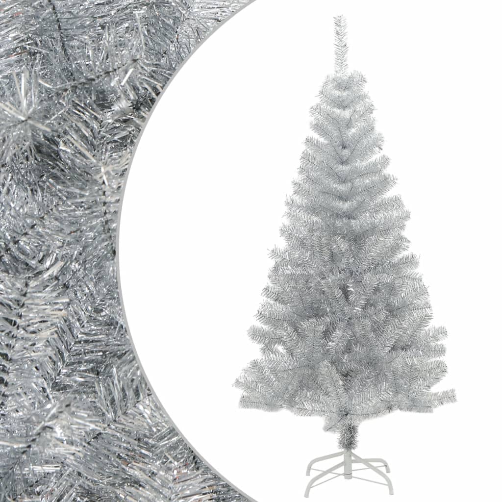 Árbol de Navidad artificial con soporte plateado PET 120 cm