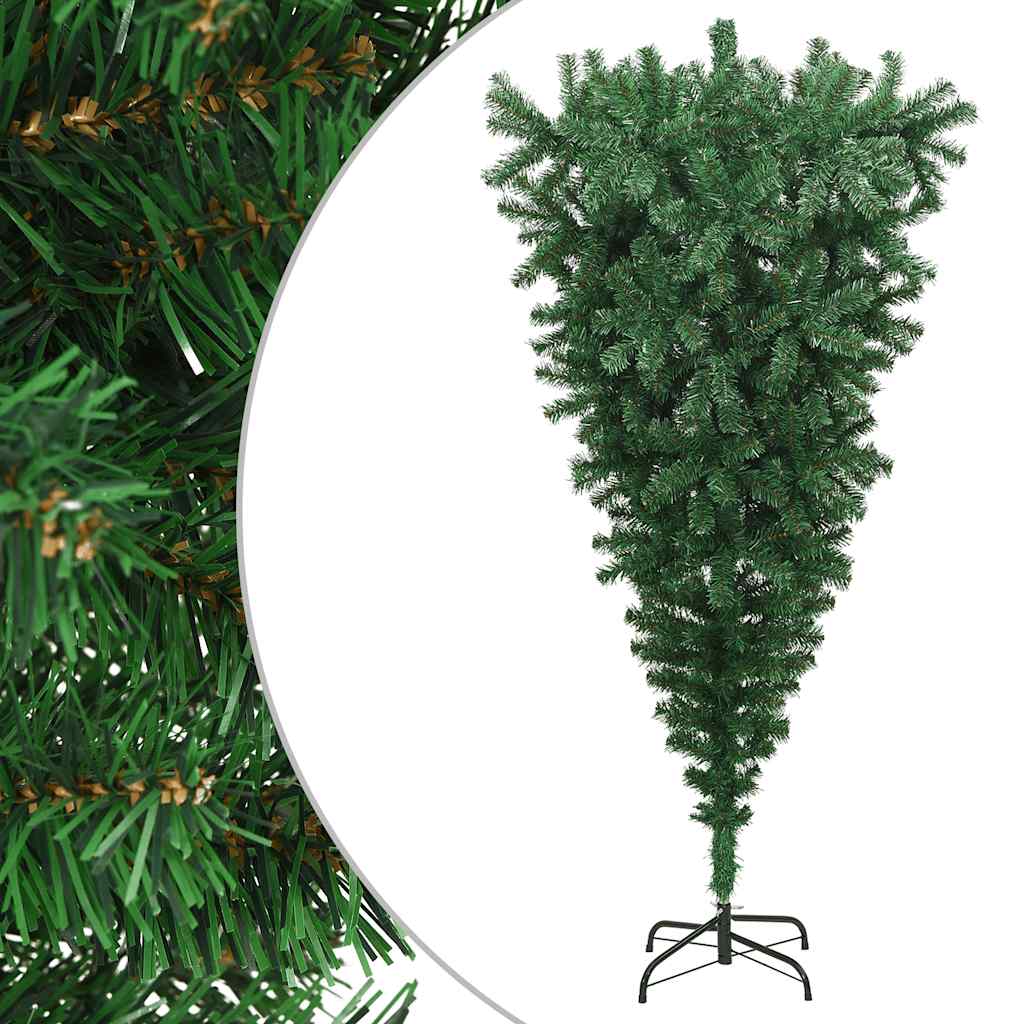 Árbol de Navidad artificial invertido con soporte verde 120 cm