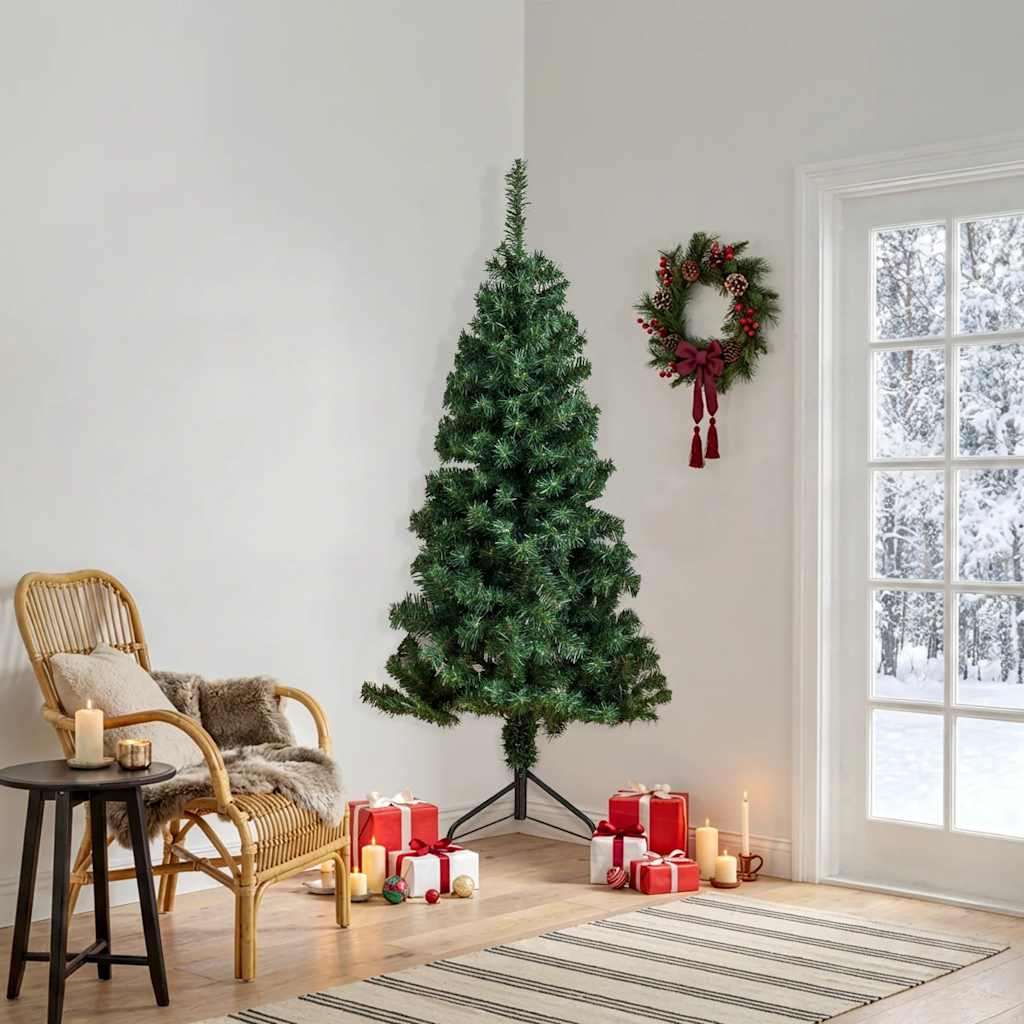 Árbol de Navidad artificial de esquina verde 210 cm PVC