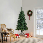 Árbol de Navidad artificial de esquina verde 210 cm PVC