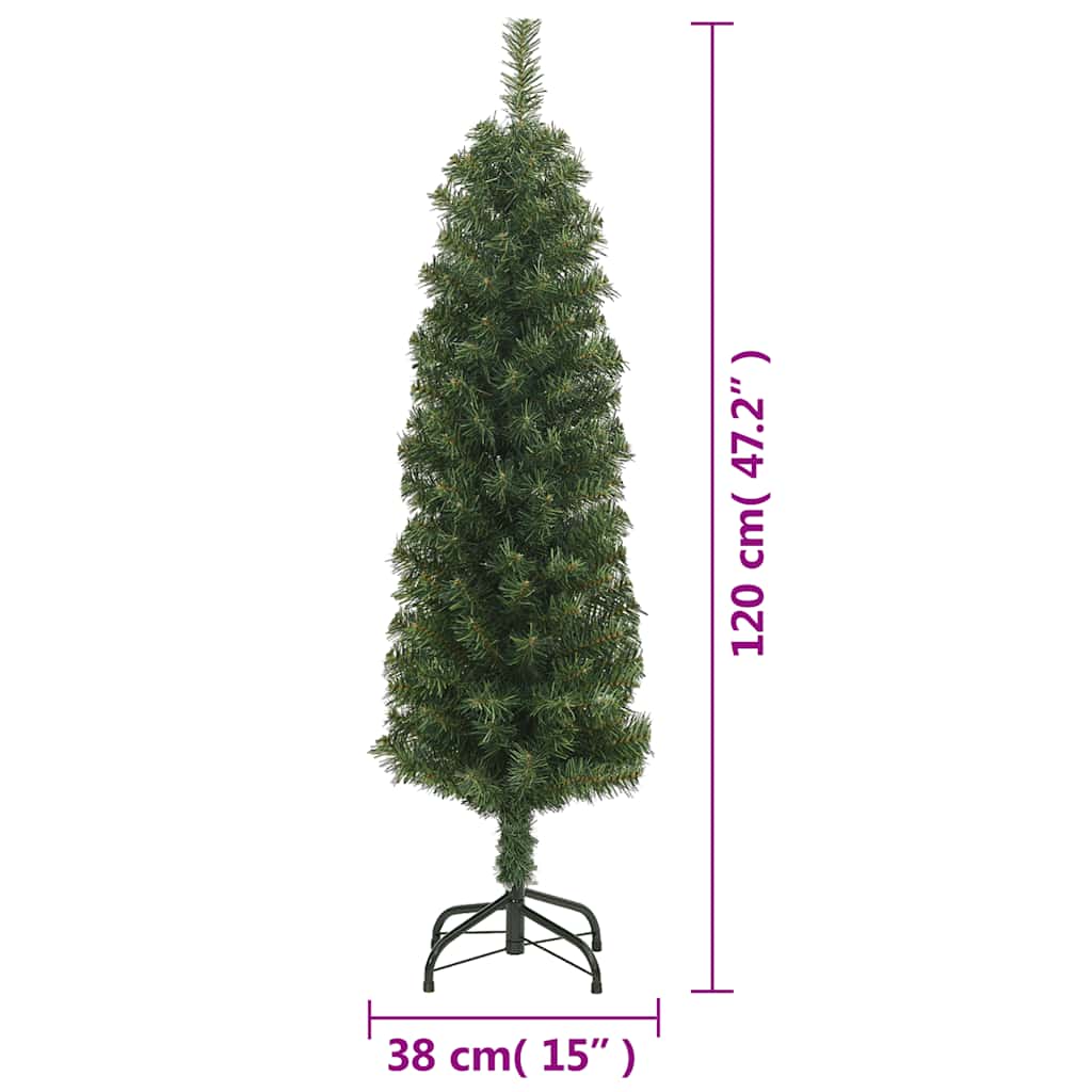 Árbol de Navidad artificial delgado y soporte PVC verde 120 cm