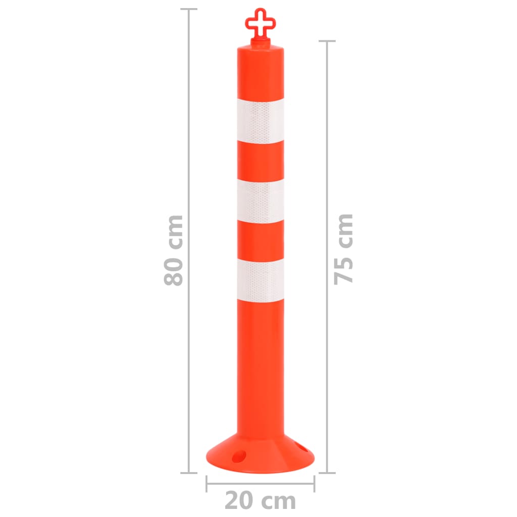 Bolardos de control de tráfico 10 uds con cadena PE 75 cm