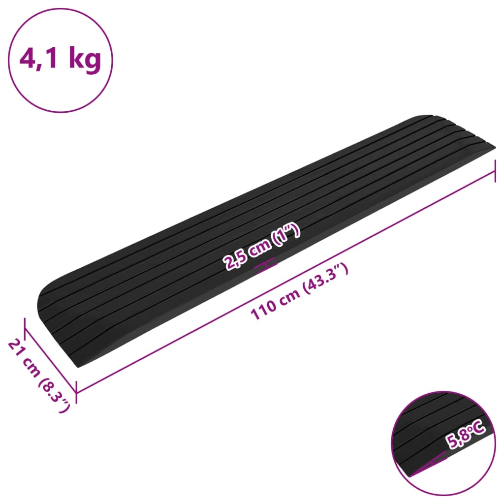 Rampa de umbral goma 110x21x2,5 cm